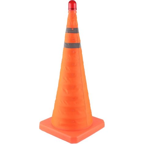 Cône de signalisation pliable avec collier réfléchissant, usage multiple pour conduite, route et stationnement (1/5)
