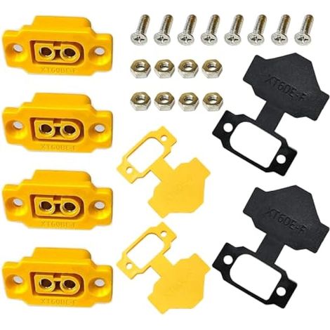 Lot de 4 Connecteurs Encastrables XT60BE-F avec Capuchon en Caoutchouc + Vis étanches pour Batterie Lipo Compatible avec Toutes Les Fiches XT60 Or 2 Broches (1/5)