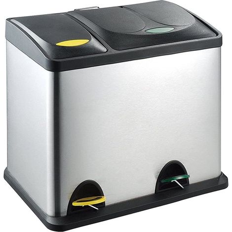 EVRE 2 compartment Recycle bin Stainless Steel Recycling Pedal Bin 26L (8L+18L)