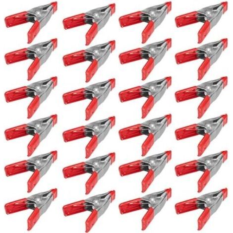 Mini pinces à ressort en métal de 2" avec embouts en caoutchouc rouge (paquet de 24) (1/3)