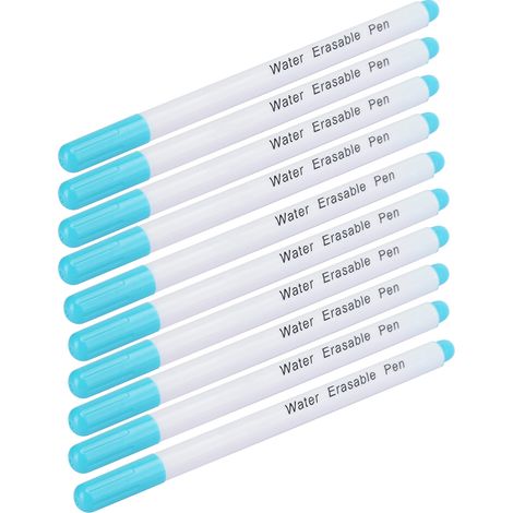 Lot de 10 marqueurs effaçables à l'eau pour tissus et outils de couture, à pointe unique, bleus (1/5)