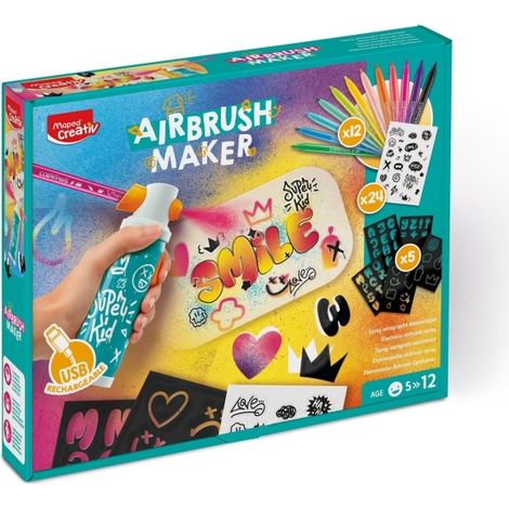Maped airbrush maker - kit de aerografo para niã±os facil de usar con rotuladores maped jungle - para niã±os a partir de 5 aã±os