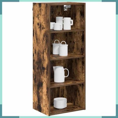 884470 Armoire suspendue avec stockage Chêne fumé 40 x 29,5 x 100 cm (1/5)