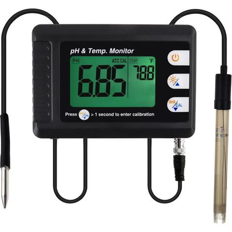 Misuratore professionale di pH e temperatura con ATC e funzione di calibrazione automatica, tester dell'acqua con supporto per treppiede per acquario e idroponica (1/4)