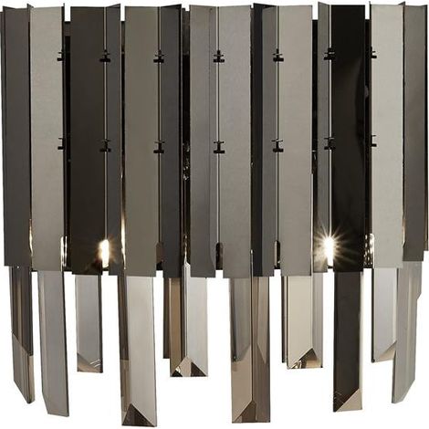 Searchlight Rotunda Applique murale à 2 ampoules, noir, cristal fumé (1/3)