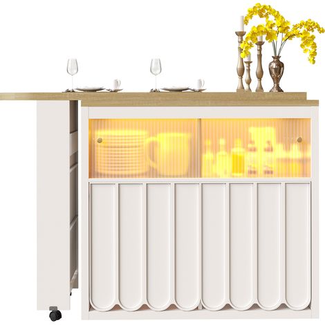 Mesa bar extensible con almacenamiento 135-205 x 39 x 100 cm blanca HOMVRA (1/4)