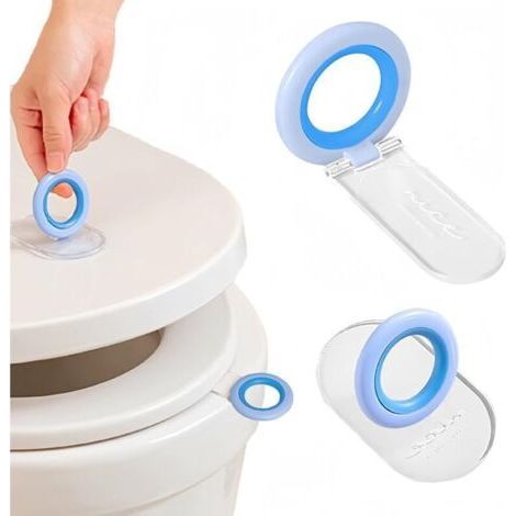 2 Pack Toilet Lid Lifters, Adhesive Toilet Lid Lifters, for Toilet, Hotel, Home, Bathroom Accessories, Blue and White (1/5)