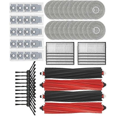Accessoires compatibles avec l'aspirateur robot Roborock Qrevo Master / Qrevo Slim : rouleau principal, brosse latérale, filtre, chiffon de nettoyage, sac à poussière. (1/5)