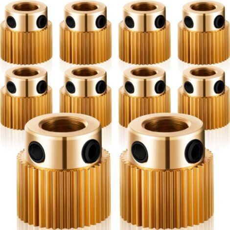 Roue d'Extrudeuse Pièces de l'Imprimante 3D Engrenage 40 Dents Roue d'Extrudeuse en Laiton Compatible avec CR-10, CR-10S, S4, S5, Ender 3, Ender 3 Pro (10 pièces) (1/5)