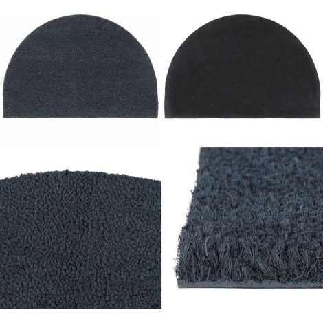 Fußmatte Dunkelgrau Halbrund 40x60 cm Kokosfaser Getuftet - Eingangsmatte - Türmatte