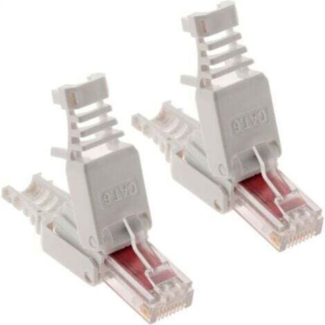 Jeu de 10 fiches RJ45 CAT 6, outils non inclus, fiches cristal sans pression catégorie 6e