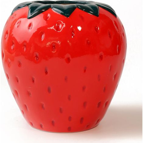 Vase Fraises décoratif pour Salon, Vase Moderne, décoration Rouges, Fleurs,esthétique, Tulipes Rouges, Framboise pour Fleurs Herbe Pampa, 15 x 15 x 15 cm (1/5)