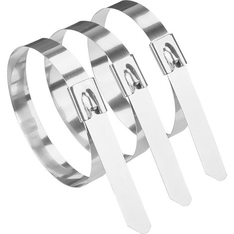 Collier De Serrage - Inox 200 mm × 4,6 mm - Pour Câbles Tuyaux Échappement Clôtures Auvents - Lot De 100 Pièces