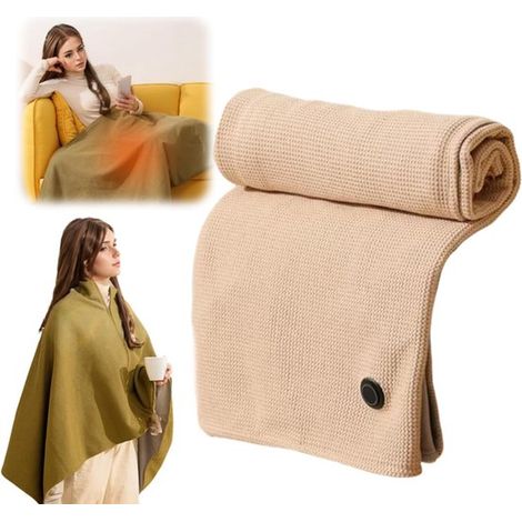 Écharpe chauffante électrique portable pour femme - couverture chauffante - couverture chauffante individuelle - couverture chauffante sans fil - Trois réglages de température - Abricot (1/5)