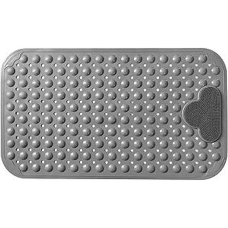 Non-slip shower mat, 70 x 40 cm, with suction cups, bath mat with drainage holes, non-slip, mold-resistant and machine washable (grey) (1/5)