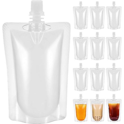 100 sachets à jus jetables, autoportants et portables-13.00X8.80X5.00CM-Transparent