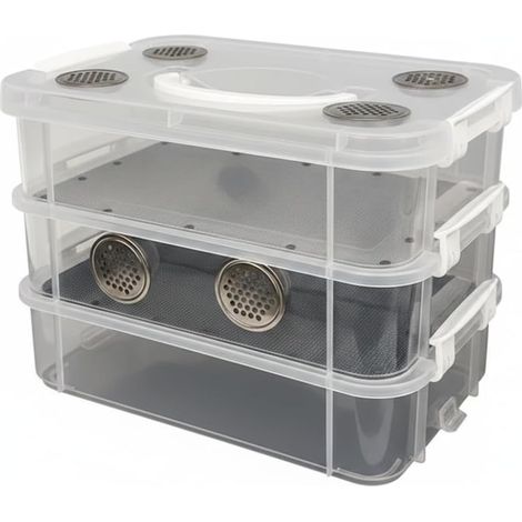 Worm Farm Kit d'élevage de vers de farine en plastique transparent avec double ventilation, verrous anti-fuite et accessoires faciles à nettoyer (1/5)