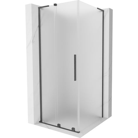 Mexen Velar L Schiebetür-Duschkabine 100 x 100 cm, matt, gebürstet Gun Gray - 871-100-100-33-66 (1/5)