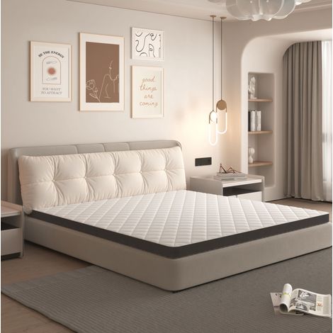 Matelas 180x200 cm blanc et gris, mousse 7 zones, H3, certification Oeko-Tex, 7 cm MEUBLIV (1/5)