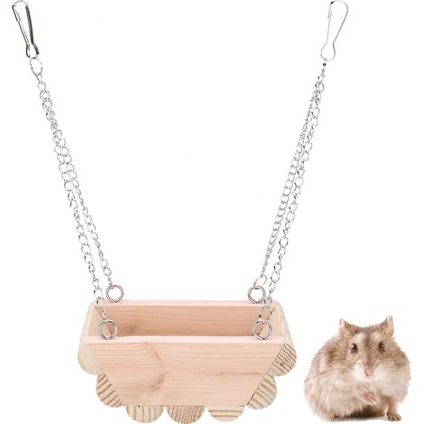 Balançoire en bois pour petit animal de compagnie, jouet de bateau suspendu avec chaîne pour Hamster, accroché au dessus de la Cage (1/5)