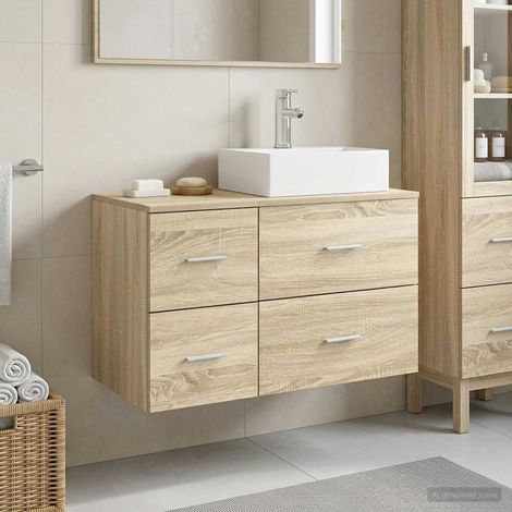 vidaXL Bathroom Furniture Set 2 pcs Sonoma Oak Engineered Wood (1/5)