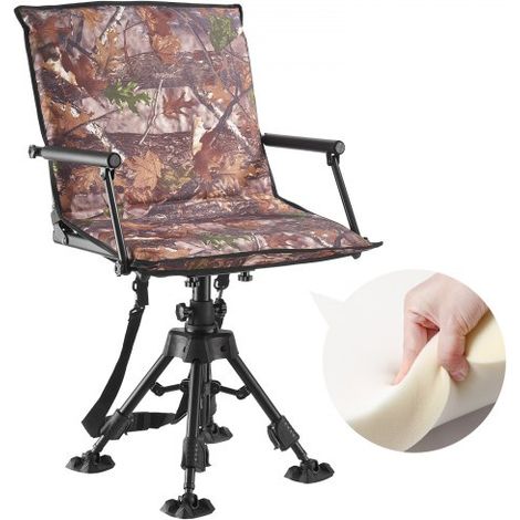 Faltstuhl Campingstuhl Anglerstuhl mit Armlehnen, höhenverstellbarer Klappstuhl Gartenstuhl (158 kg belastbar) 360° geräuschlos drehbar, 420-625 mm (Sitzhöhe) für Picknick Garten Outdoor (1/5)