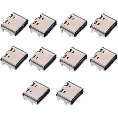 Lot de 10 connecteurs USB Type-C 16 broches CMS (USB 3.1 Type-C femelle) pour la conception de circuits imprimés et le bricolage (port de charge à courant élevé) EK (1/5)