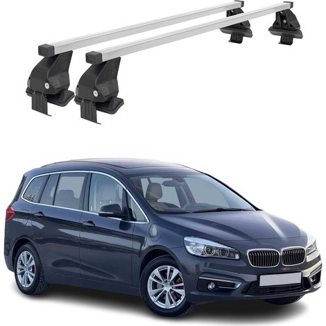 OMAC Dachträger Querträger Stahl für BMW 2er Gran Tourer F46 2014-2021 – Abschließbar – City-Crash-getestet – DIN 75302:2019 – ISO/PAS 11154:2006 – Max. 50 kg Silber (1/5)