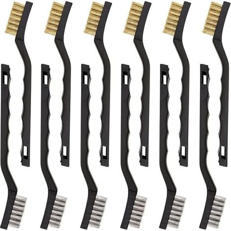 Set mit 12 Mini-Metallbürsten aus Edelstahl, Messing-Reinigungsbürsten zum Entfernen von Schweißschlacke, Abrieb und Rost
