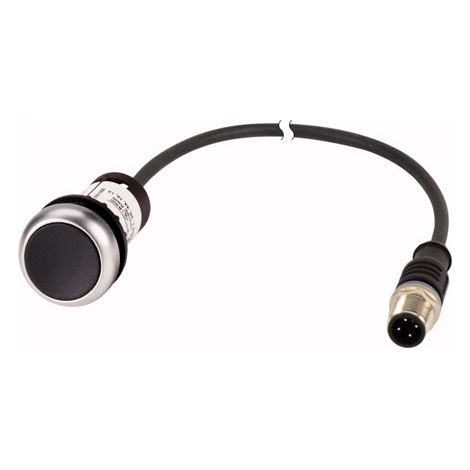 Bouton-poussoir affleurant à rappel noir 1 contact à ouverture NC avec câble 0 5m et connecteur EATON C22-D-S-K01-P3