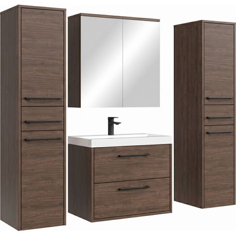 Set di mobili da bagno Florence 60 cm XL – Marrone Noce (1/5)