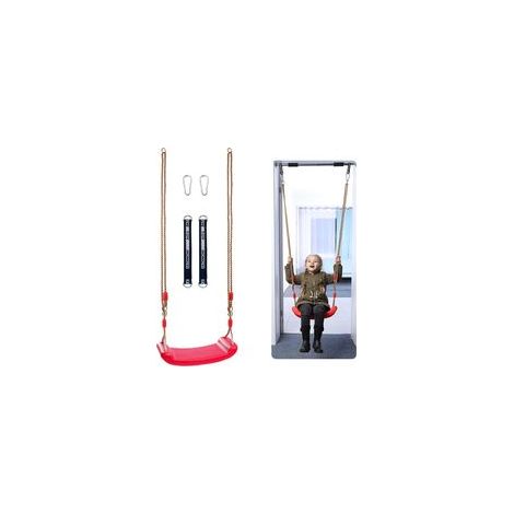 Balançoire pour enfants, siège de balançoire en plastique pour l'extérieur et l'intérieur, résistant aux intempéries, PE souple, rouge, hauteur réglable