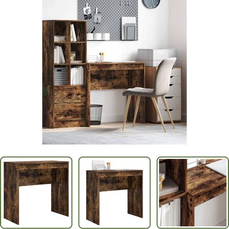 vidaXL Bureau moderne - Bureau Chêne fumé 80 x 40 x 76 cm (1/5)