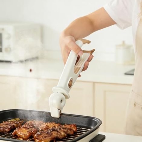 Lot de 3 pinces antidérapantes pour assiettes chaudes, bols et plats pour four à micro-ondes, friteuse à air, casseroles à vapeur, en plastique avec coussinets en silicone, 24 cm, rouge et jaune café (1/5)