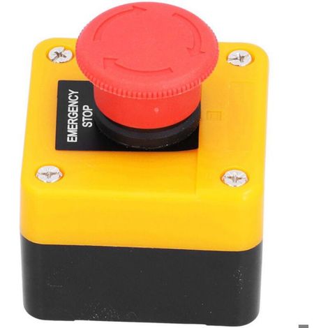 Bouton arrêt d'urgence champignon rouge 1NO 1NC 10A étanche (1/4)