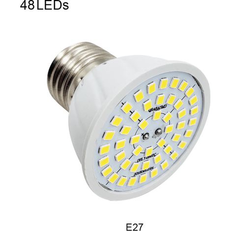 Bombilla LED tipo foco de 220 V E27, 48 LED, luz blanca cálida. (1/5)