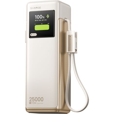 Power bank SHARGE HyperTower X6 bianco da 25000 mAh con ricarica rapida PD QC da 170 W. (1/5)