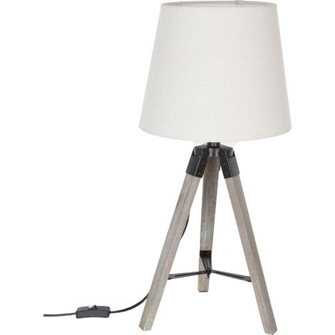 Designer-Tischleuchte mit Dreibein aus Holz, 58 cm