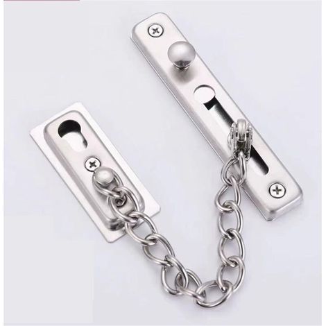 Chaîne de Sécurité Anti-Vol à Ressort pour Porte, Limiteur Étroit avec Finition Brossée en Acier Inoxydable, Fourni avec Vis pour Porte Interne (1/5)