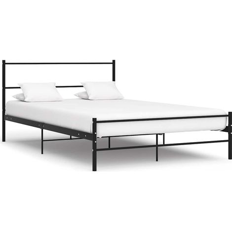 Bed Frame with Headboard without Mattress Black 140x200 cm Metal vidaXL (1/5)