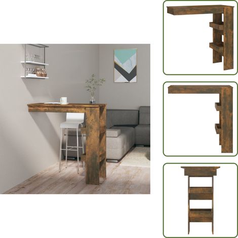 Table de bar murale Chêne fumé 102x45x103,5cm Bois d'ingénierie - Table De Bar Murale - Table De Bar Design - Table De Bar Élégante - Table De Bar Rangement - Table De Bar Cuisine (1/5)