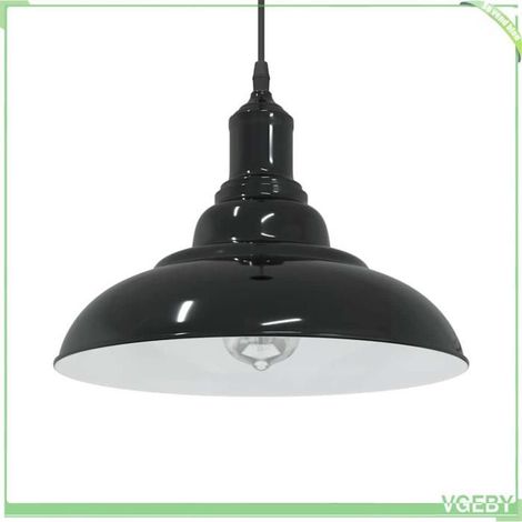 4103435 Lampe suspendue réglable hauteur E27 noir brillant 31cm métal (1/5)