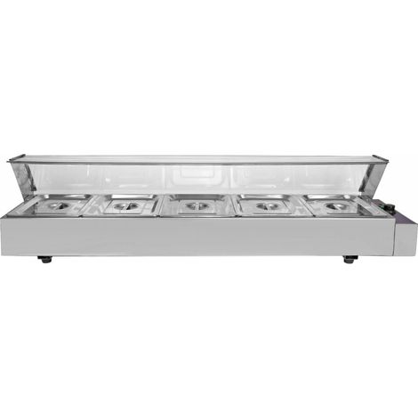 Scaldavivande Bagnomaria in Acciaio Inossidabile Espositore Bagno Maria con 5 Vaschette (1/5)