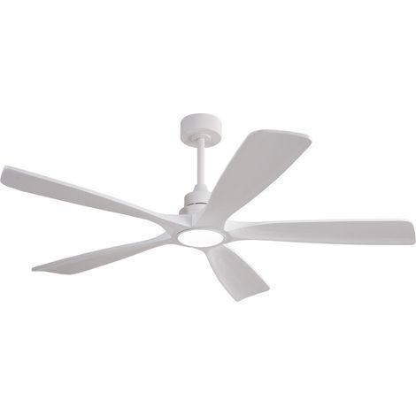 Ventilador de techo de 36'' blanco con 3 aspas de madera, LED y mando a distancia (1/5)