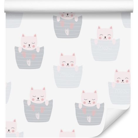 Papel pintado de gatos para salón y dormitorio, 50x1000 cm. (1/5)