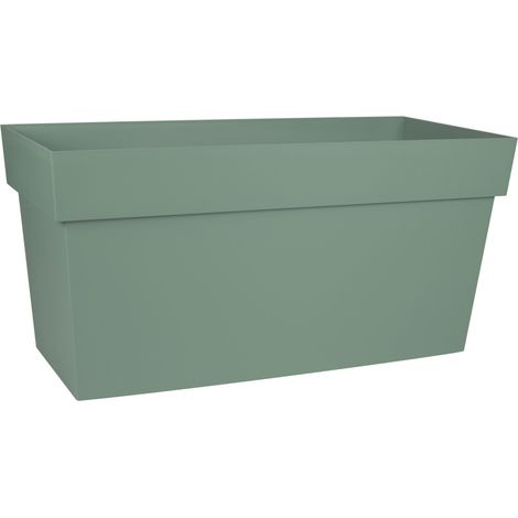 EDA – Jardinière muret Toscane 79 x 36 x 39 cm – Réserve d'eau avec goulotte d'arrosage – Polypropylène anti-UV – Contenance 74 L – 6 roulettes