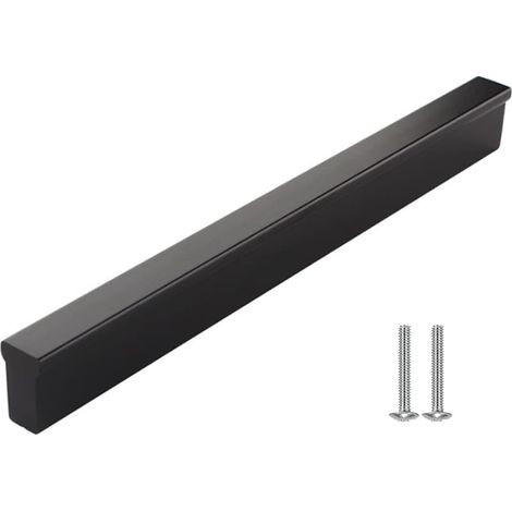 Poignee de Meuble Cuisine, Noir Mat Poignées de Porte pour Placard de Tiroir en Aluminium trou Distance 160mm avec Vis, 2 Unités (1/5)