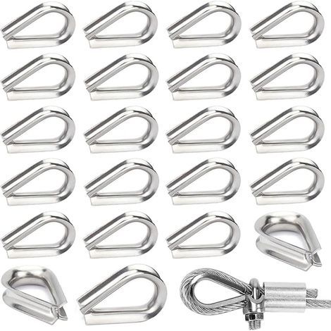 30 Pièces M6 Cosses de Câble Métallique en Acier Inoxydable 304 Cosse Coeur pour Cable Acier pour Câble Métallique 6mm (1/5)