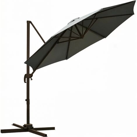 Parasol déporté octogonal 2,95 m en polyester gris foncé avec structure aluminium (1/5)