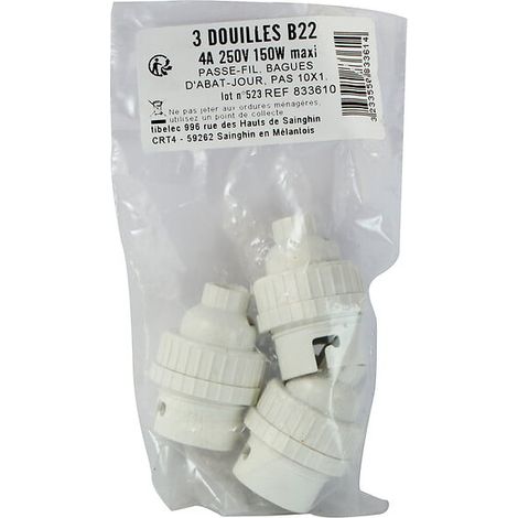 Lot de 3 douilles B22 plastique